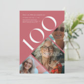 Stijlvolle moderne honderdste | 100e verjaardag 3 kaart (Staand voorkant)