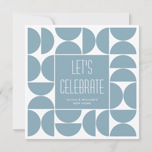 Stijlvolle Moderne Housewarming Party Blauwe Uitno Kaart (Voorkant)