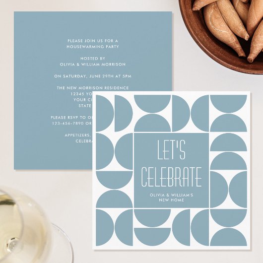 Stijlvolle Moderne Housewarming Party Blauwe Uitno Kaart