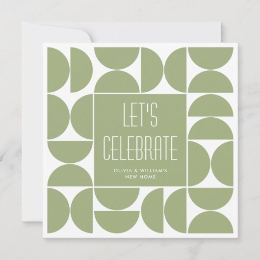 Stijlvolle Moderne Housewarming Party Groene uitno Kaart (Voorkant)