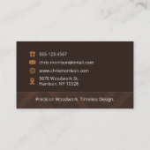 Stijlvolle moderne houten monogram timmerwerk visitekaartje (Achterkant)