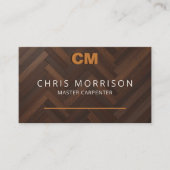 Stijlvolle moderne houten monogram timmerwerk visitekaartje (Voorkant)