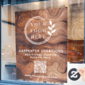 Stijlvolle moderne houten timmerwerk logo QR-code Raamsticker (Cafe Raam)