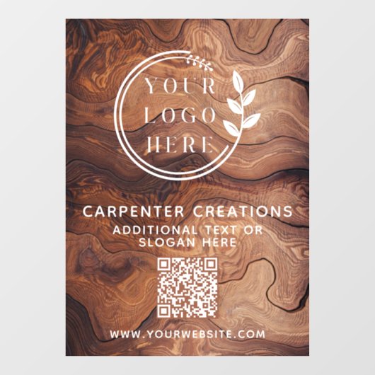 Stijlvolle moderne houten timmerwerk logo QR-code Raamsticker (Vel)