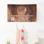 Stijlvolle moderne houten timmerwerk logo QR-code Spandoek (Insitu)