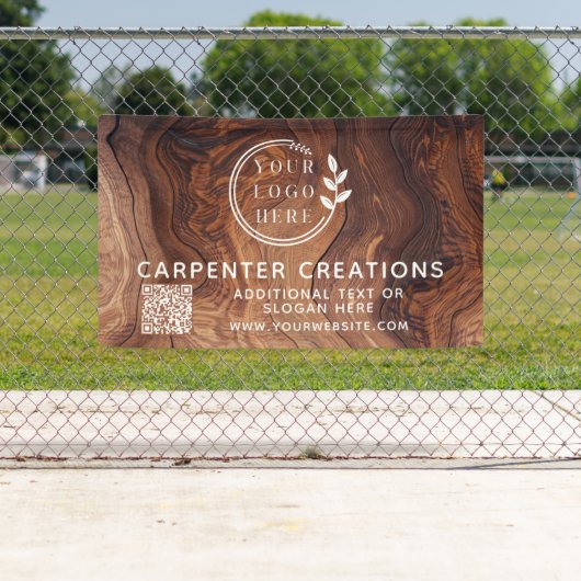 Stijlvolle moderne houten timmerwerk Logo QR-code Spandoek (Insitu)