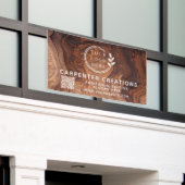 Stijlvolle moderne houten timmerwerk Logo QR-code Spandoek (Buitenkant Gebouw)