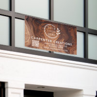 Stijlvolle moderne houten timmerwerk Logo QR-code