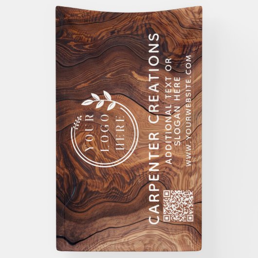 Stijlvolle moderne houten timmerwerk Logo QR-code Spandoek (Verticaal)