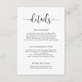 Stijlvolle moderne kalligrafie bruiloft details informatiekaartje