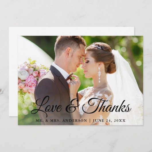 Stijlvolle moderne kalligrafie en Bedankt bruiloft (Voorkant / Achterkant)