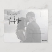 Stijlvolle moderne kalligrafie foto bruiloft dank  briefkaart (Achterkant)