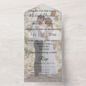 stijlvolle moderne kalligrafie trouwdag foto all in one uitnodiging (Binnen)