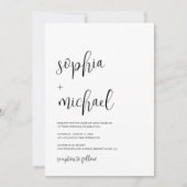 Stijlvolle moderne kalligrafie zwart wit bruiloft kaart (Voorkant)