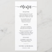 Stijlvolle moderne kalligrafie zwart wit bruiloft menu (Voorkant)