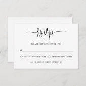 Stijlvolle moderne kalligrafie zwart wit bruiloft RSVP kaartje (Voorkant / Achterkant)