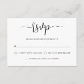 Stijlvolle moderne kalligrafie zwart wit bruiloft RSVP kaartje (Voorkant)