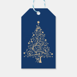 Stijlvolle moderne kerstboom in zilver-Gold Cadeaulabel