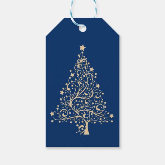 Stijlvolle moderne kerstboom in zilver-Gold Cadeaulabel (Voorkant)