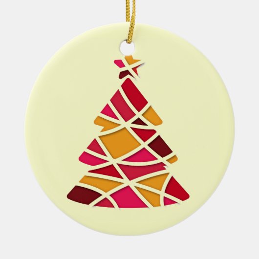 Stijlvolle moderne kerstboom keramisch ornament (Voorkant)
