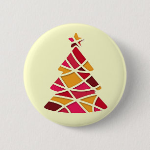 Stijlvolle moderne kerstboom ronde button 5,7 cm