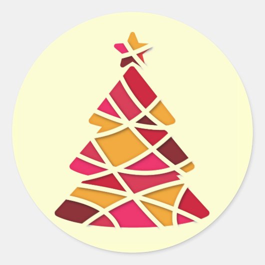 Stijlvolle moderne kerstboom ronde sticker (Voorkant)