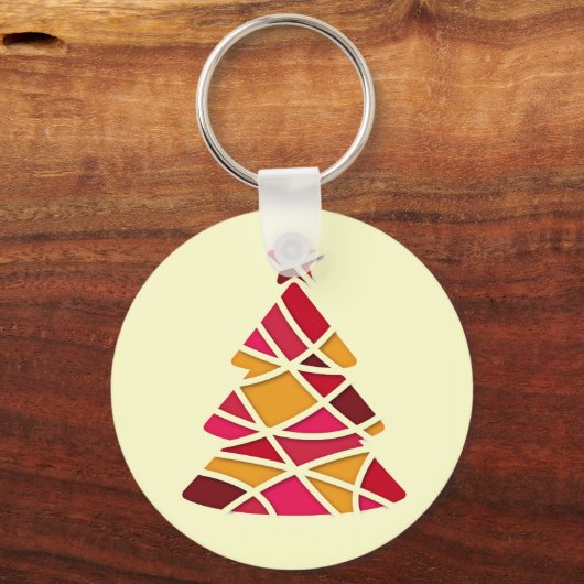 Stijlvolle moderne kerstboom sleutelhanger (Voorkant)