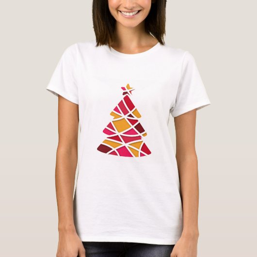 Stijlvolle moderne kerstboom t-shirt (Voorkant)
