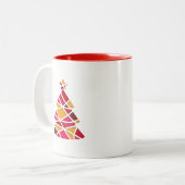 Stijlvolle moderne kerstboom tweekleurige koffiemok (Voorkant links)