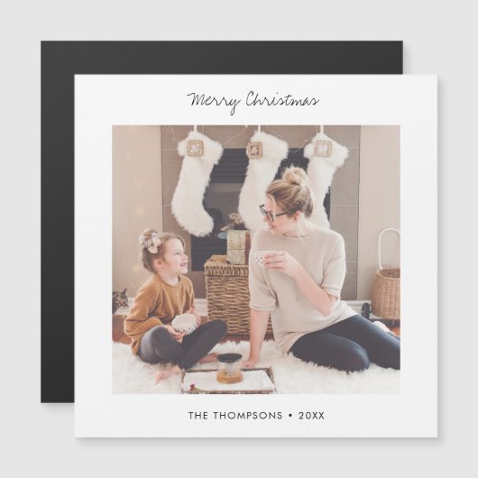 Stijlvolle, moderne kerstfotokaart Magnet (Voorkant / Achterkant)