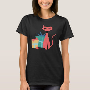 Stijlvolle, moderne kerstkat uit de middelbare eeu t-shirt