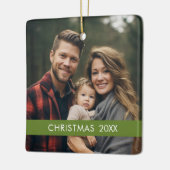 Stijlvolle, moderne Kerstmis - Fotojaar Groene Str Keramisch Ornament (Links)