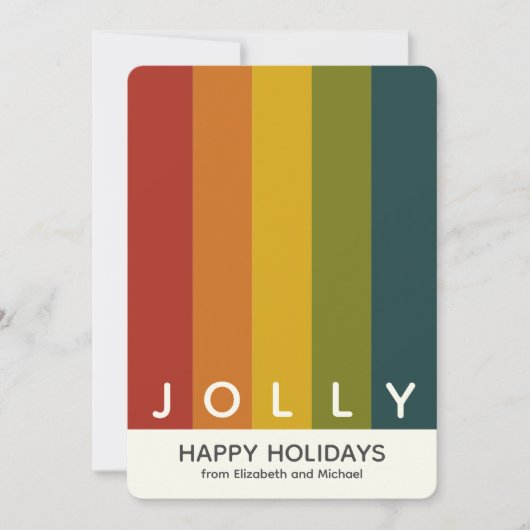 Stijlvolle moderne kleur strepen Kerstmis foto Feestdagenkaart (Voorkant)
