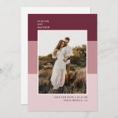 Stijlvolle, moderne kleurenblokfoto | Berry Save The Date (Voorkant / Achterkant)