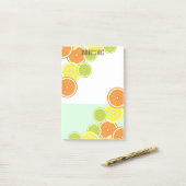 Stijlvolle moderne kleurrijke citrusvruchtschijven post-it® notes (Op bureau)