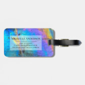 Stijlvolle moderne kleurrijke marmer elegant bagagelabel (Achterkant horizontaal)