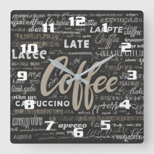 Stijlvolle moderne koffietijd mooie keuken vierkante klok