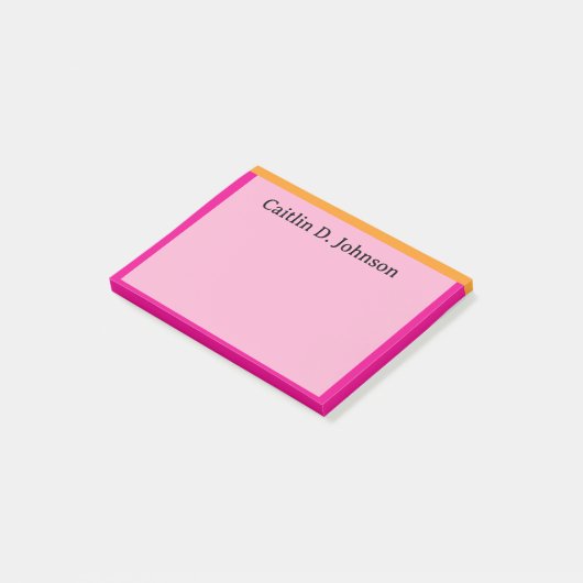 Stijlvolle moderne koraal sage rand gepersonalisee post-it® notes (Schuin)