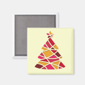 Stijlvolle moderne kunst rode en gouden kerstboom magneet (Voorkant / Achterkant)