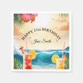 Stijlvolle moderne levendige plezier 21e verjaarda servet (Voorkant)
