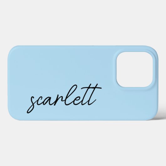 Stijlvolle Moderne Lichtblauwe Monogrammed Script Case-Mate iPhone Case (Achterkant (horizontaal))