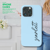 Stijlvolle Moderne Lichtblauwe Monogrammed Script iPhone Hoesje