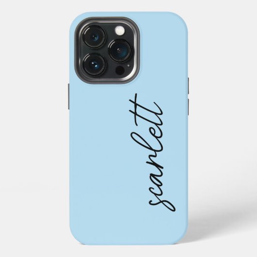 Stijlvolle Moderne Lichtblauwe Monogrammed Script iPhone Hoesje (Achterkant)