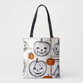 Stijlvolle moderne lijn kunst pompoen Halloween th Tote Bag (Voorkant)