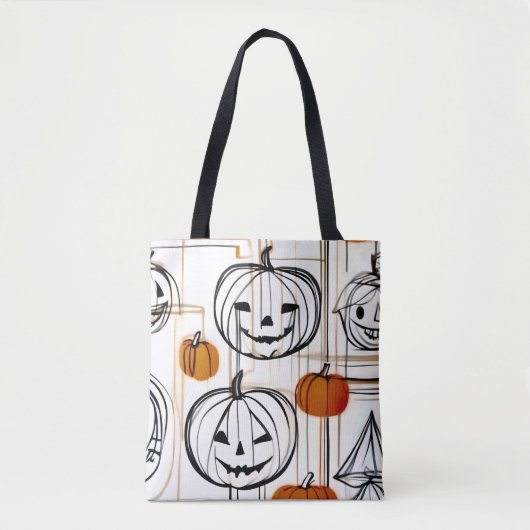 Stijlvolle moderne lijn kunst pompoen Halloween th Tote Bag (Voorkant)