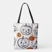 Stijlvolle moderne lijn kunst pompoen Halloween th Tote Bag (Achterkant)