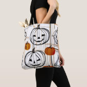 Stijlvolle moderne lijn kunst pompoen Halloween th Tote Bag (Dichtbij)