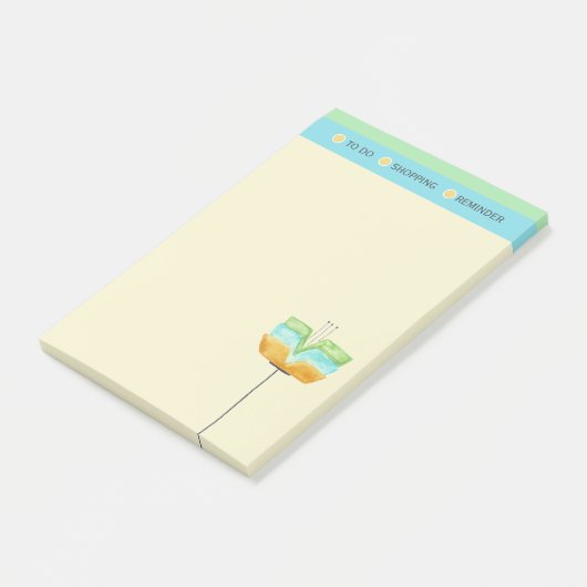 Stijlvolle, moderne lijst met winkelen post-it® notes (Schuin)