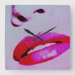 Stijlvolle moderne lippenkunst vierkante klok