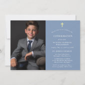 Stijlvolle moderne minimale foto blauw Bevestiging Kaart (Voorkant)